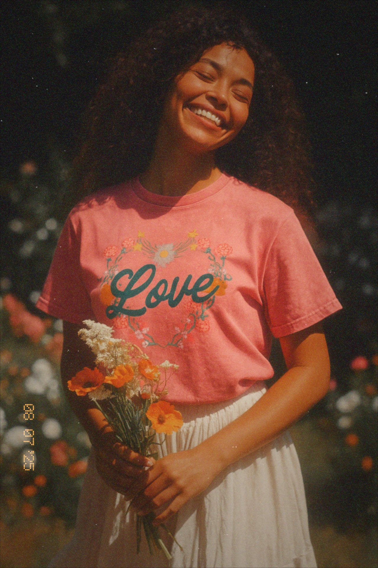 T-shirt Femme Oversize Rose “Love” – Vintage, Fleurs
