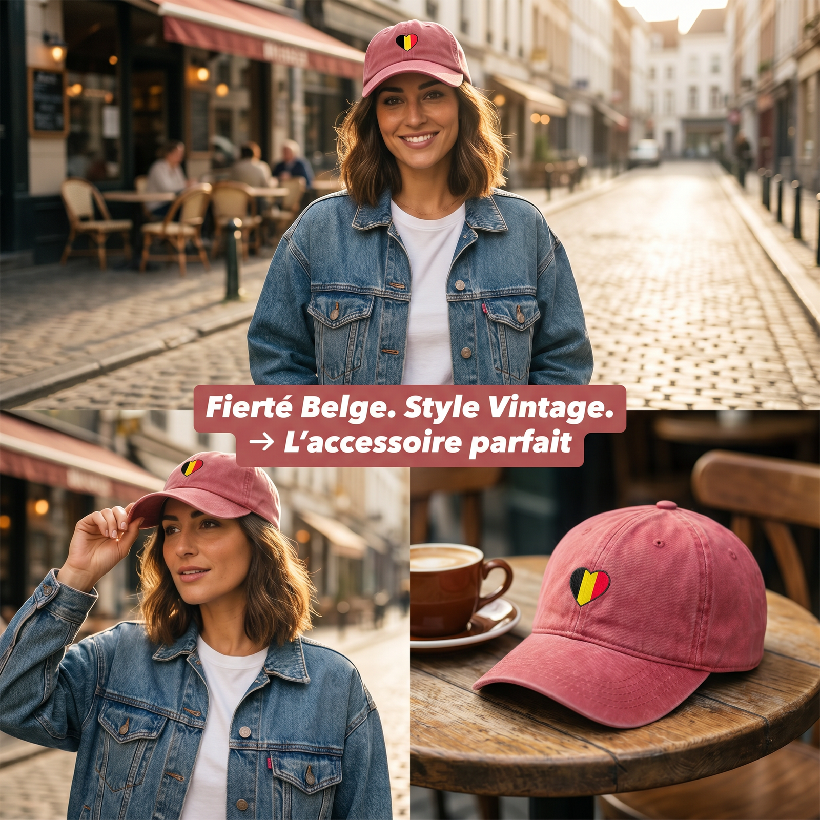 Casquette Délavée COEUR BELGE - Dad Cap Vintage Belge