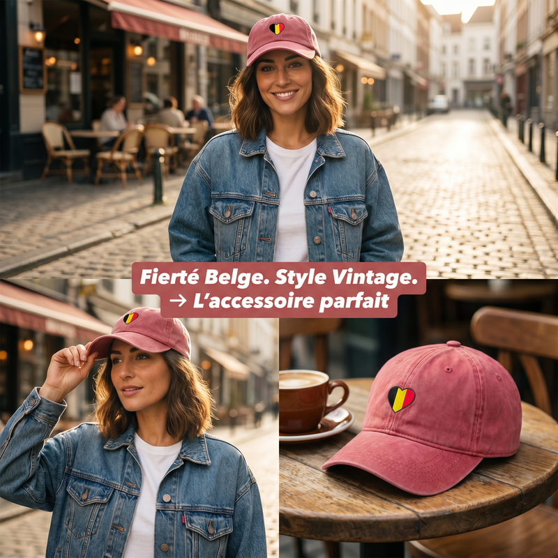Casquette Délavée COEUR BELGE - Dad Cap Vintage Belge