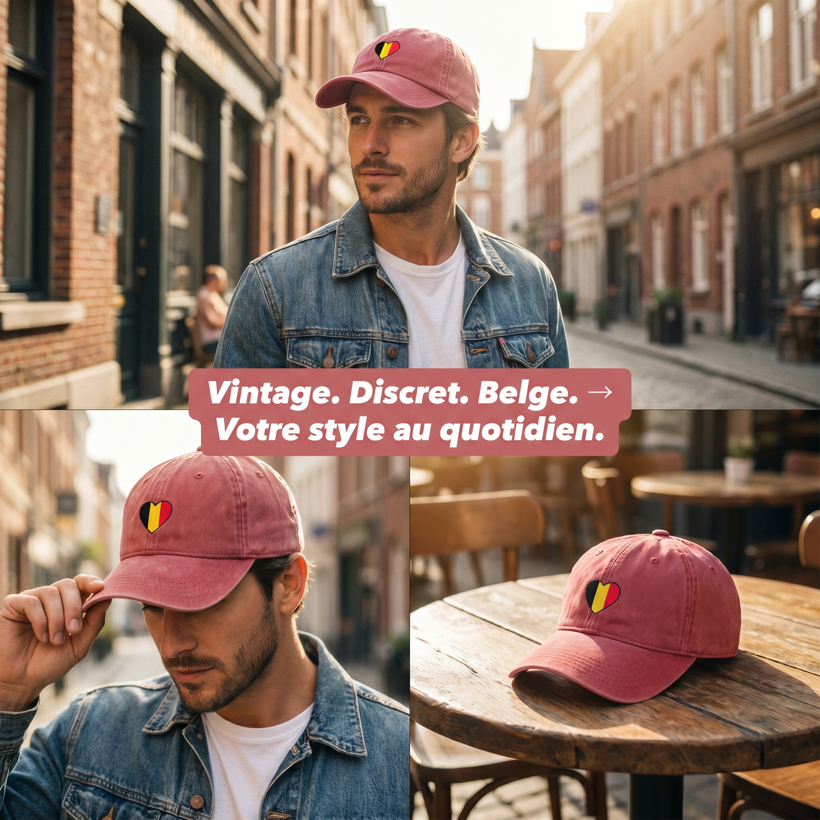 Casquette Délavée COEUR BELGE - Dad Cap Vintage Belge