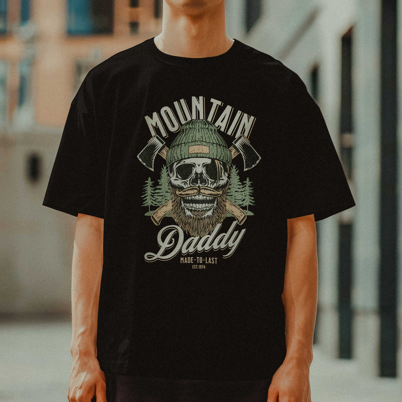 teeshirt-papa-cadeau-barbe-montagne-sport