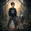 Pull noir enfant loup