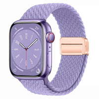 Bracelet Apple Watch en nylon tressé à fermoir magnétique, coloris lavande