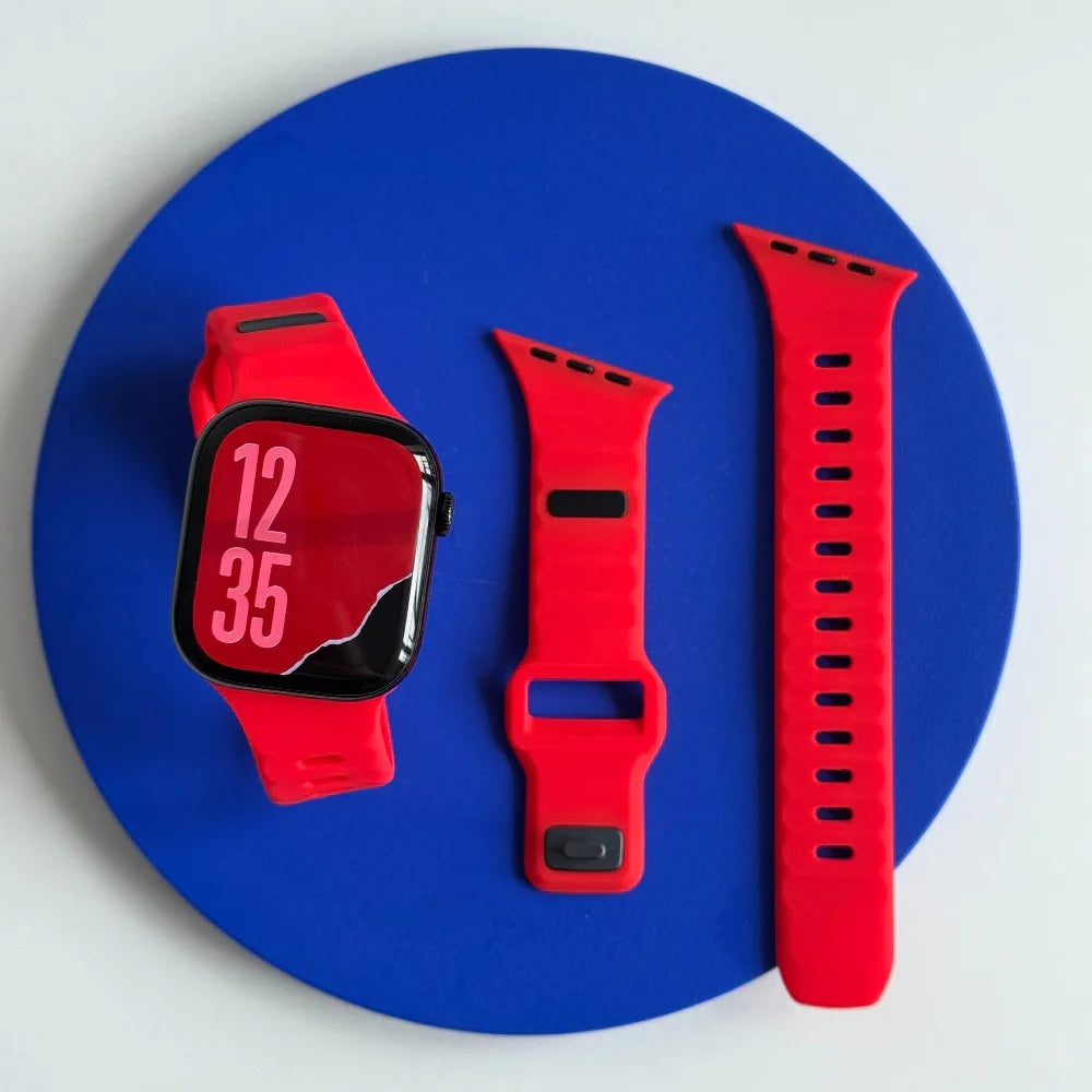 Bracelet Apple Watch sport en silicone, coloris rouge