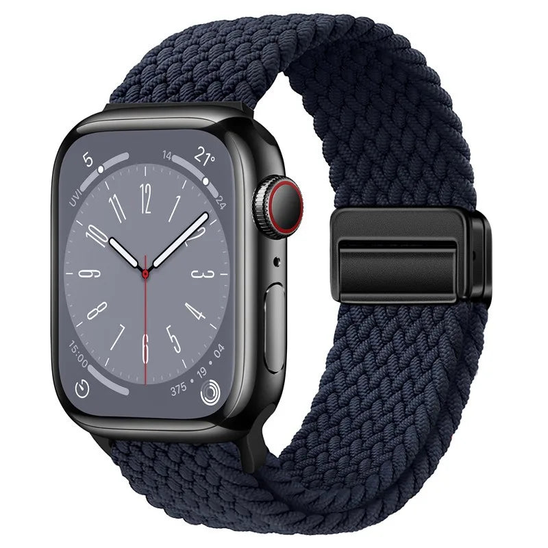 Bracelet Apple Watch en nylon tressé à fermoir magnétique, coloris anthracite