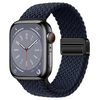 Bracelet Apple Watch en nylon tressé à fermoir magnétique, coloris anthracite