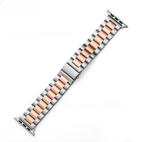 Bracelet Apple Watch à maillons en acier inoxydable, coloris argent et bronze