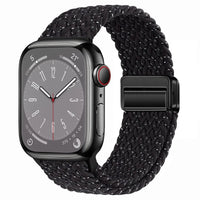 Bracelet Apple Watch en nylon tressé à fermoir magnétique, coloris noir étoilé