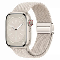 Bracelet Apple Watch en nylon tressé à fermoir magnétique, coloris lumière stellaire