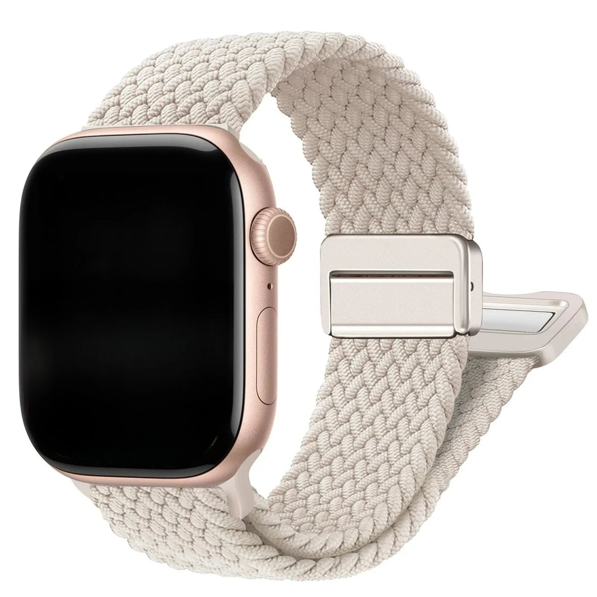 Bracelet Apple Watch en nylon tressé à fermoir magnétique, vue détaillée 2