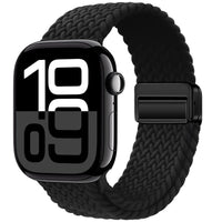 Bracelet Apple Watch en nylon tressé à fermoir magnétique, coloris noir