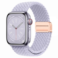 Bracelet Apple Watch en nylon tressé à fermoir magnétique, coloris lilas brume