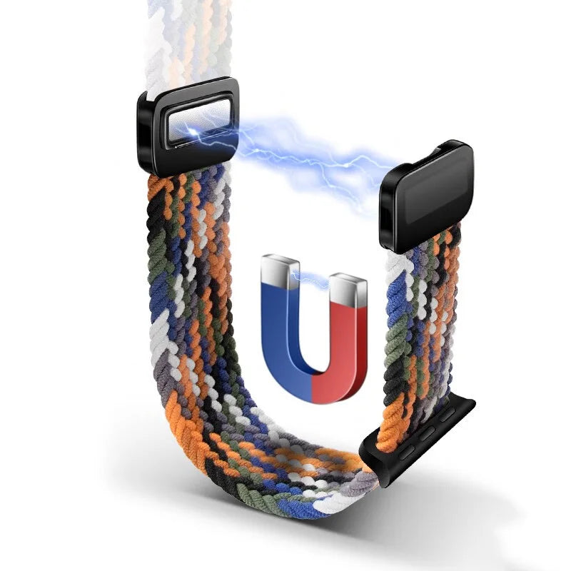 Bracelet Apple Watch en nylon tressé à fermoir magnétique, vue détaillée 4