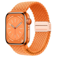 Bracelet Apple Watch en nylon tressé à fermoir magnétique, coloris orange