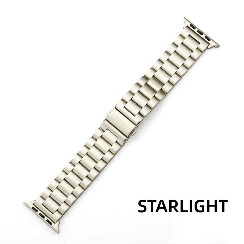 Bracelet Apple Watch à maillons en acier inoxydable, coloris lumière stellaire
