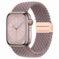 Bracelet Apple Watch en nylon tressé à fermoir magnétique, coloris mauve fumé