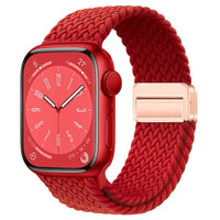 Bracelet Apple Watch en nylon tressé à fermoir magnétique, coloris rouge