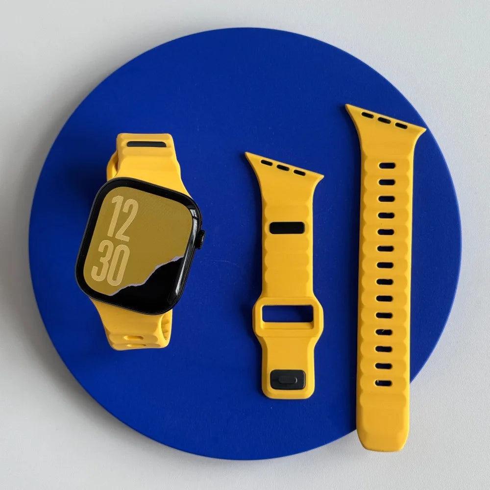 Bracelet Apple Watch sport en silicone, coloris jaune