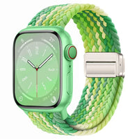 Bracelet Apple Watch en nylon tressé à fermoir magnétique, coloris vert citron
