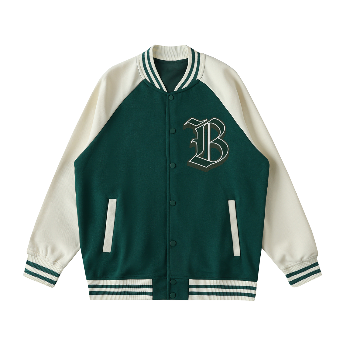 veste universitaire Bruxelles Belgium – face – vert blanc
