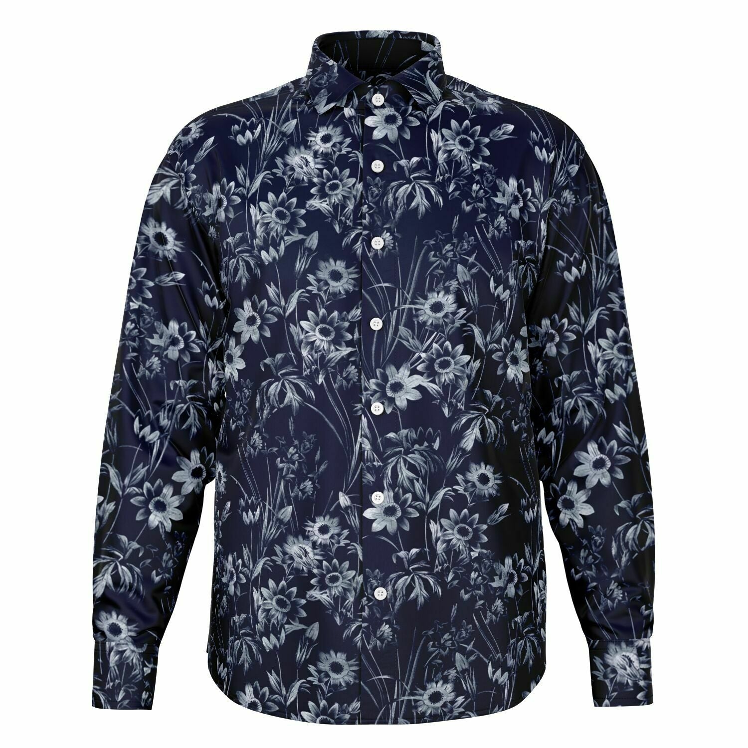 chemise homme bleu marine motifs floraux