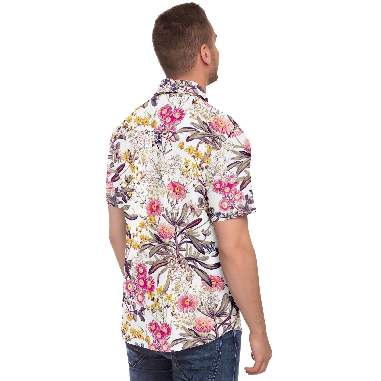 vêtement homme à fleurs manches courtes