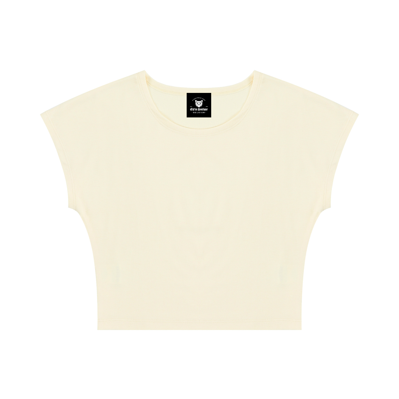 Packshot face du crop top t-shirt original femme jaune pâle