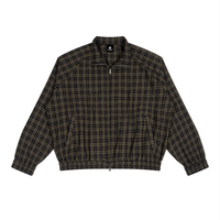 Veste Harrington à carreaux noire originale zippée, vue de face