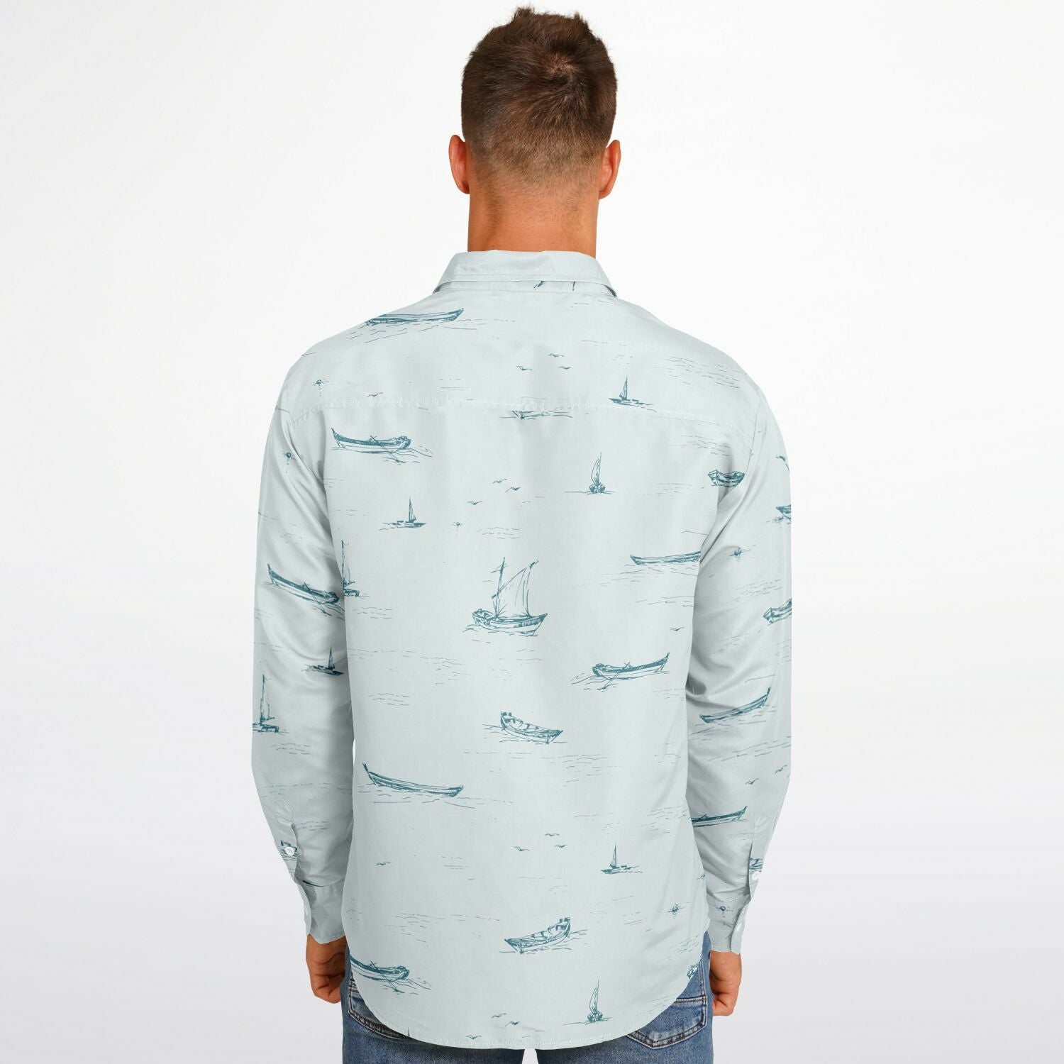 CHEMISE HOMME BLEU CIEL - MANCHES LONGUES à bateaux