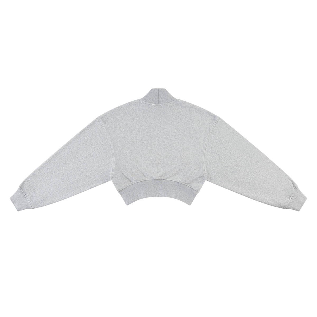 Dos du sweat col montant femme crop top gris clair