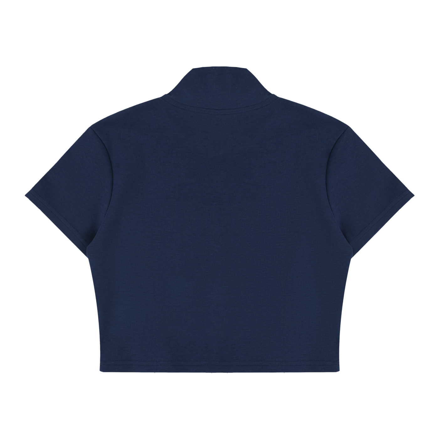 Packshot dos du top zippé crop original femme bleu marine