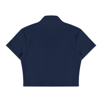 Packshot dos du top zippé crop original femme bleu marine