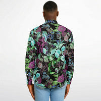 CHEMISE HOMME originale à fleurs mauves - MANCHES LONGUES