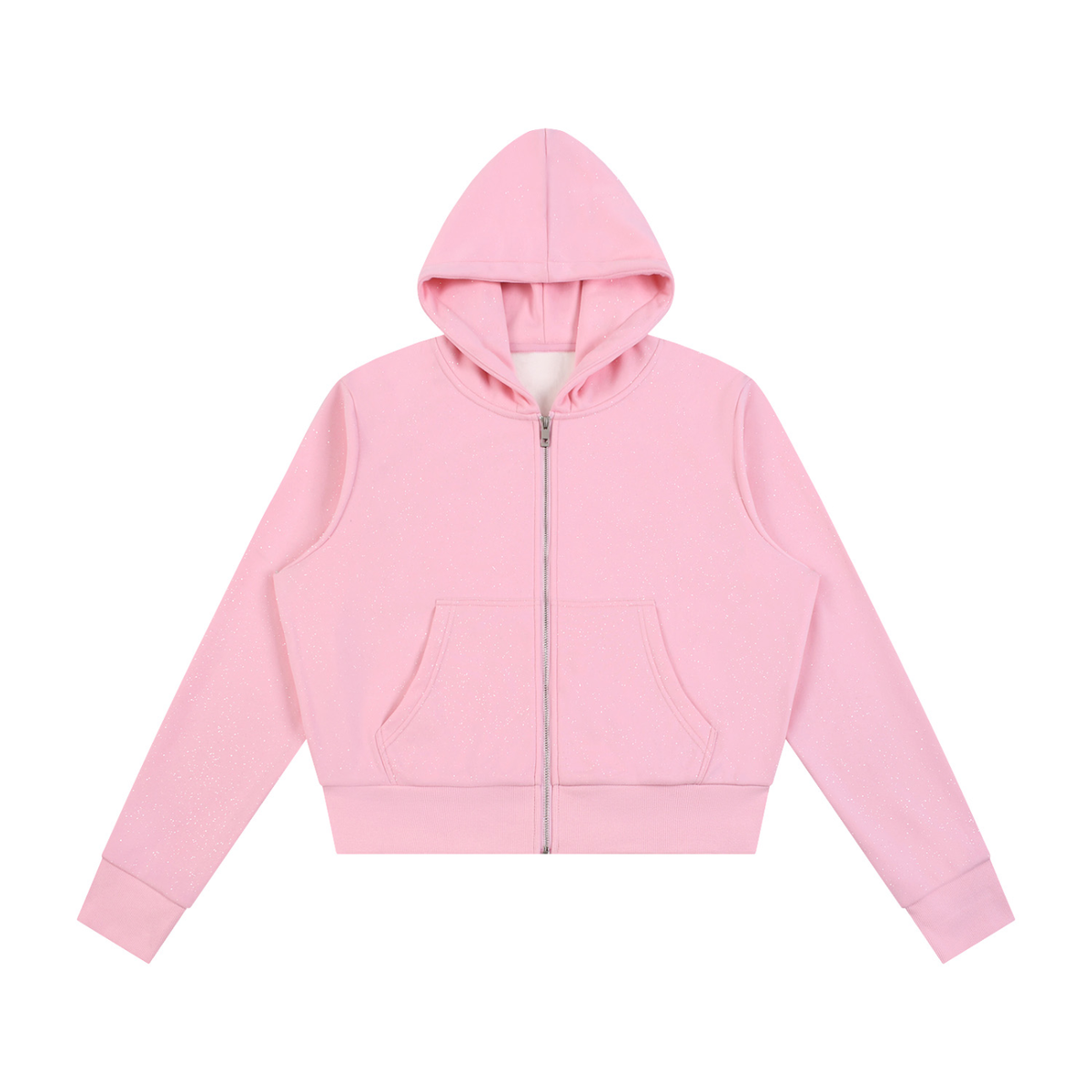 Hoodie zippé femme molletonné rose, vue de face