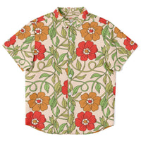 vêtement enfant chemise beige à fleurs rouges