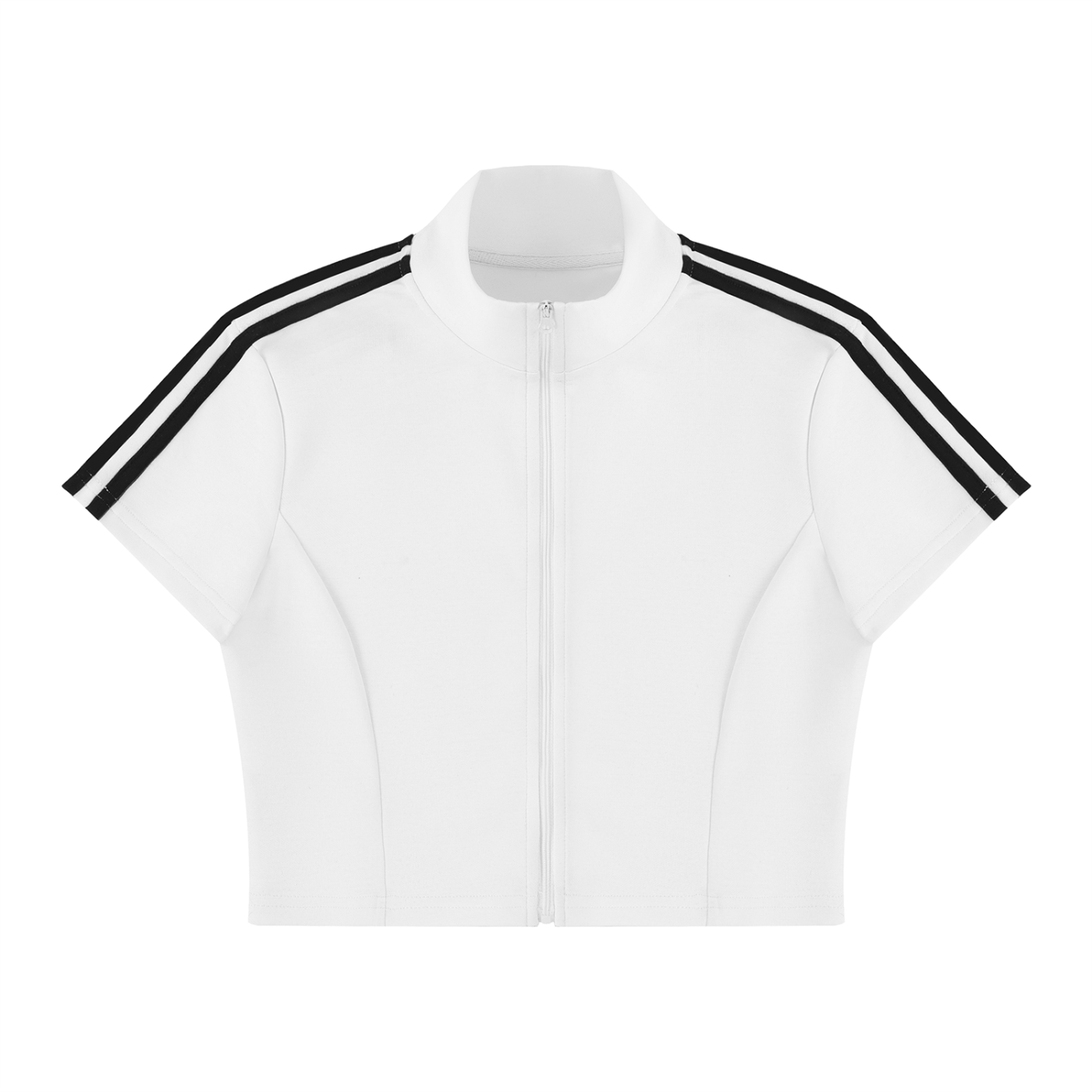 Packshot face du top zippé crop original femme blanc