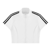 Packshot face du top zippé crop original femme blanc