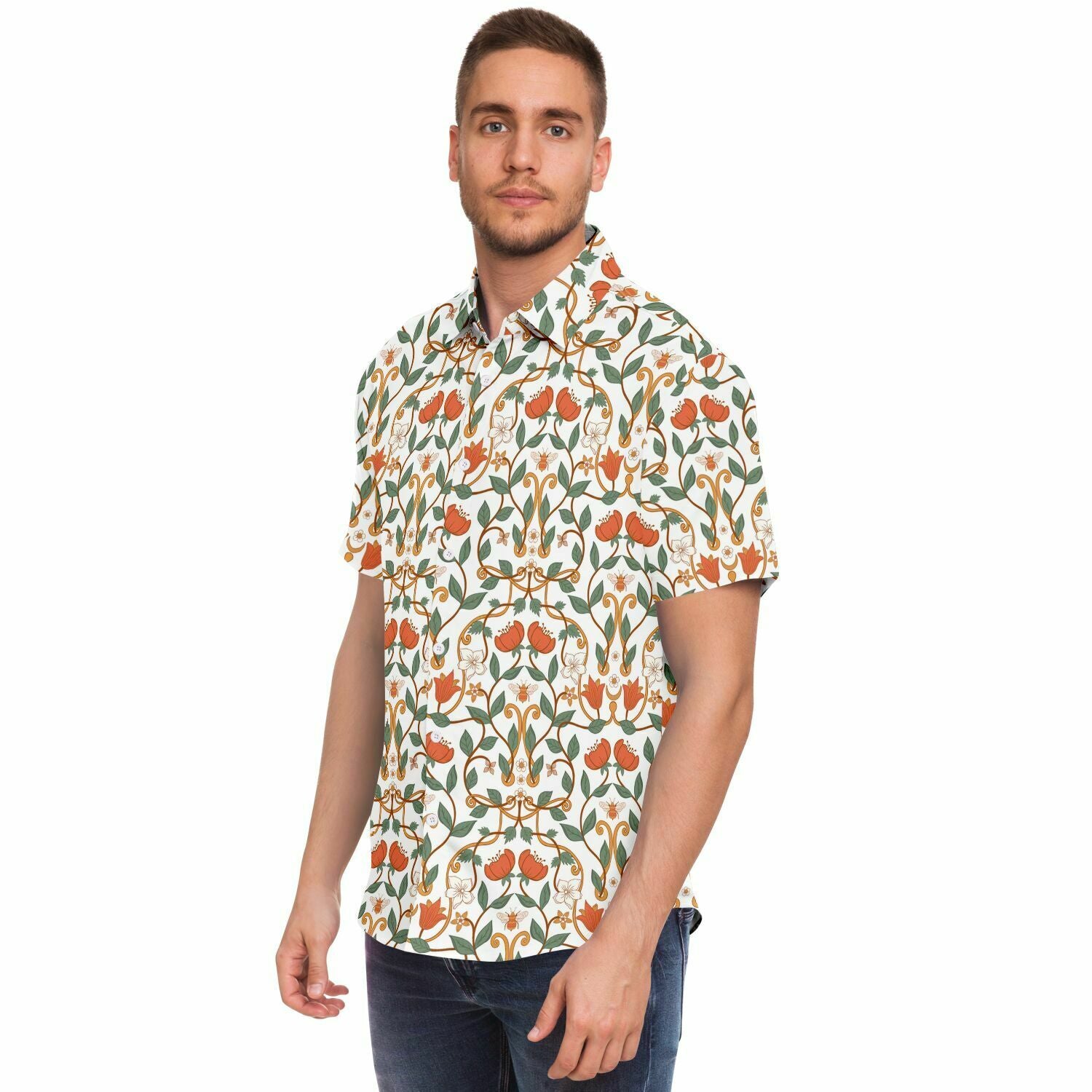 chemise homme à motifs fleuris