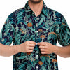 CHEMISE HOMME originale bleue style floral - MANCHES COURTES