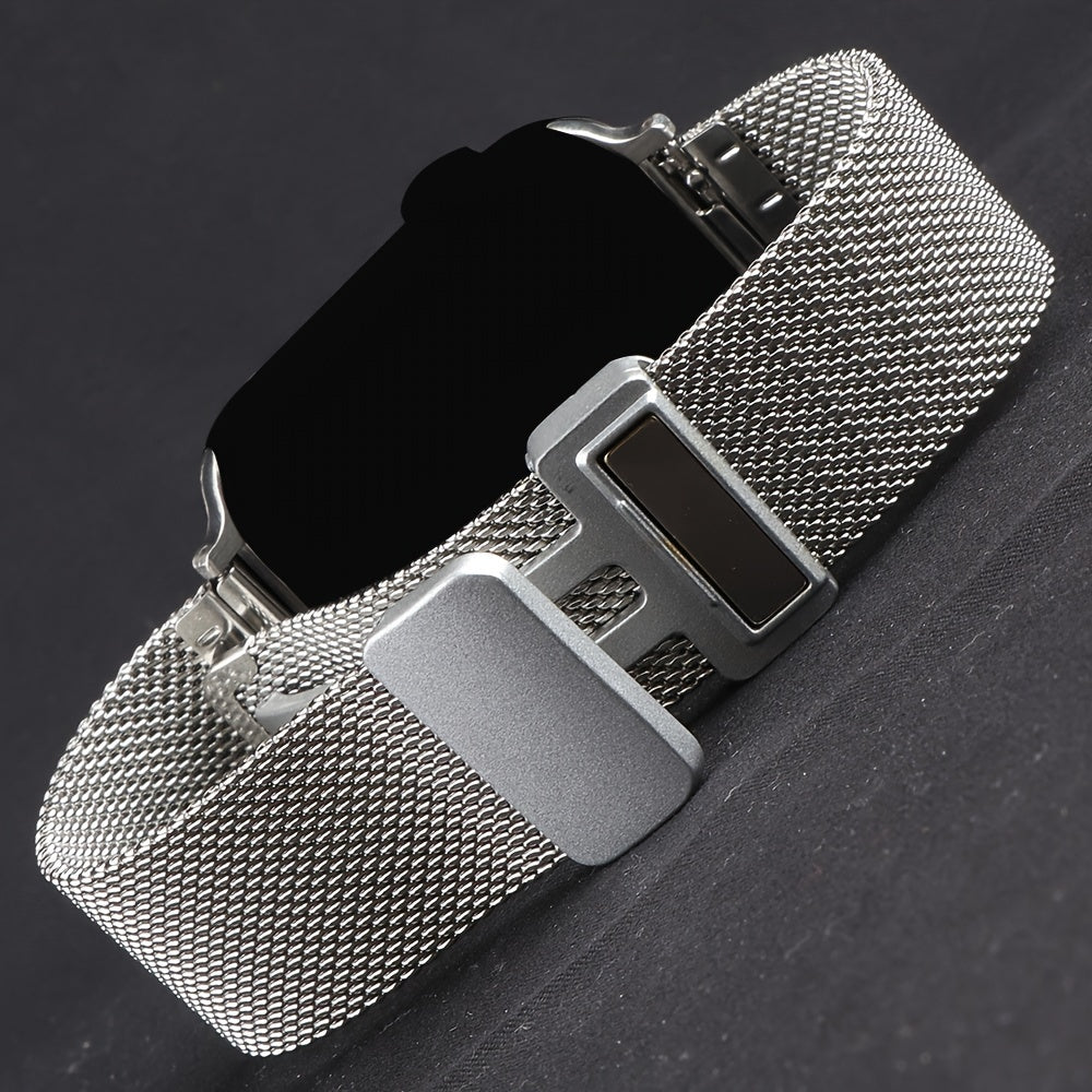 Bracelet Apple Watch milanais magnétique en acier, coloris gris argenté