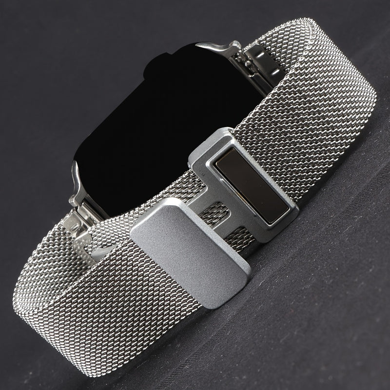 Bracelet Apple Watch milanais magnétique en acier, coloris gris argenté