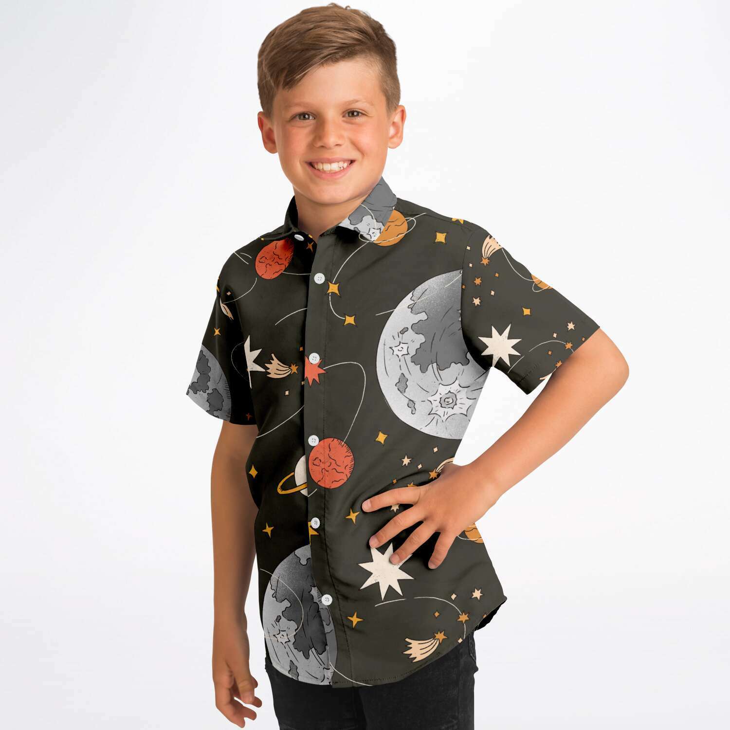 chemise garçon imprimé spatial