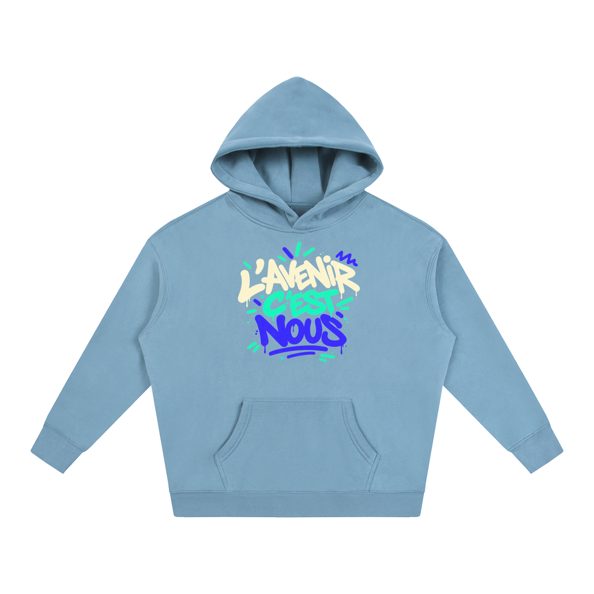 Hoodie oversize Gen Z « L'avenir c'est nous » – coloris pastel