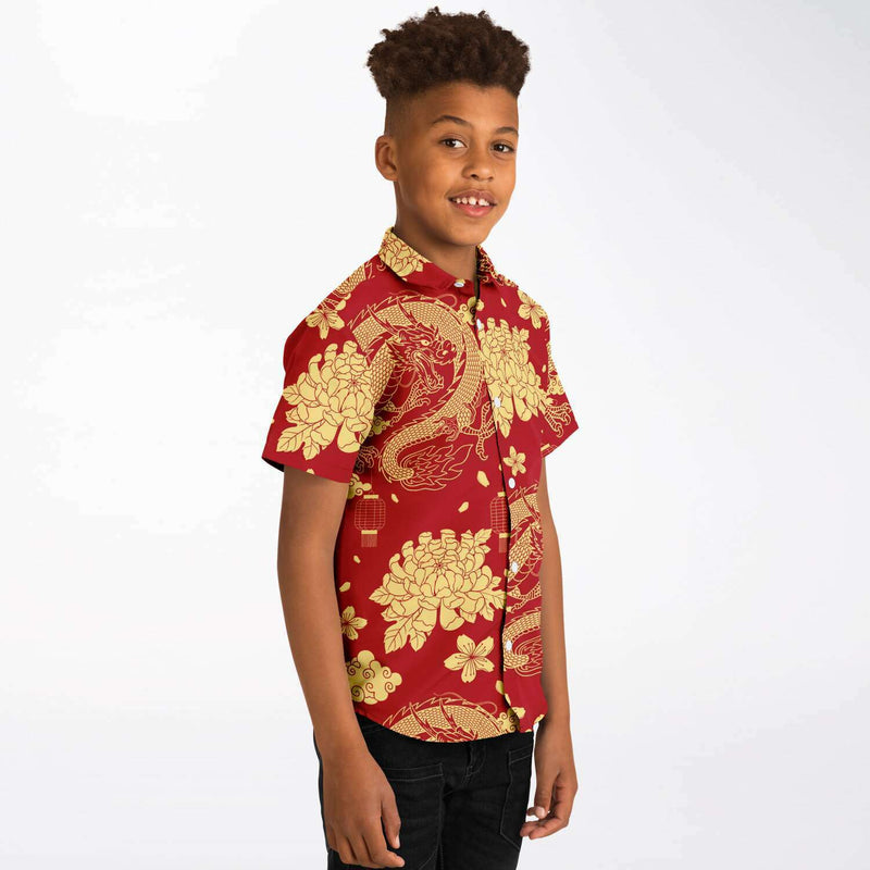 Chemise garçon originale dragons manches courtes