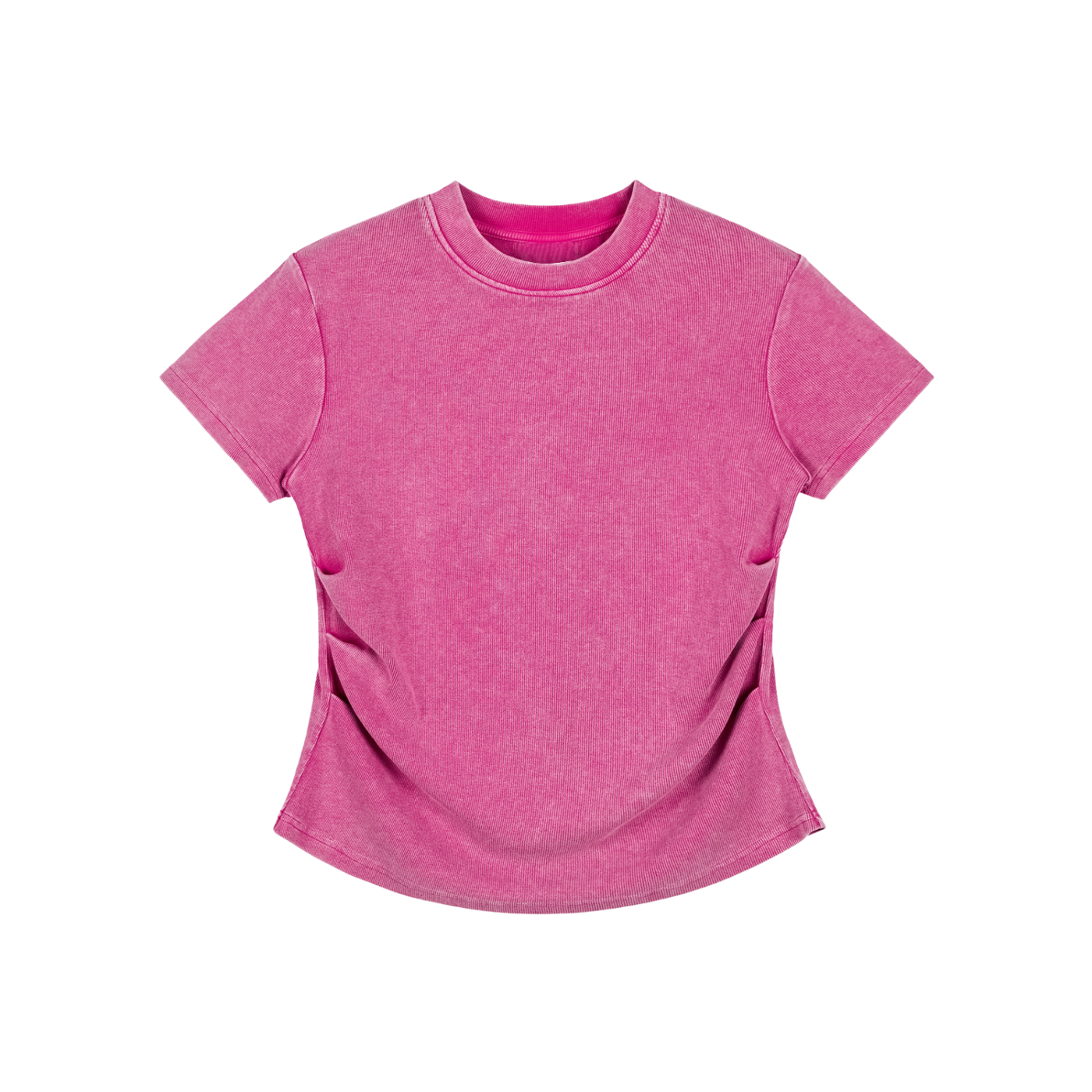 Packshot face du t-shirt ajusté délavé original femme rose framboise