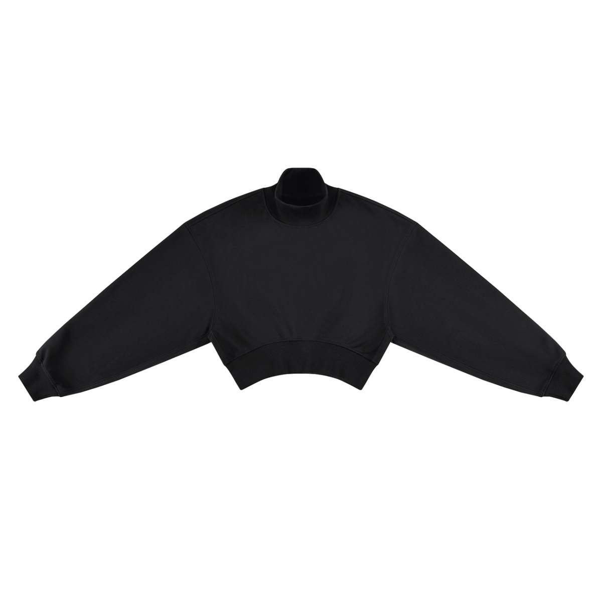 Sweat col montant femme crop top noir, vue de face