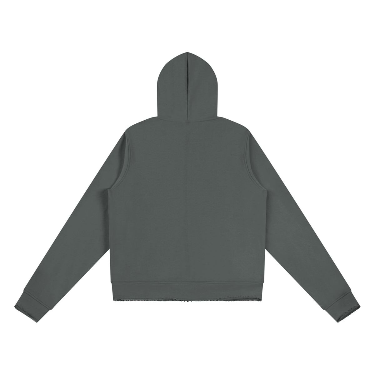 Dos du sweat zippé capuche femme gris foncé
