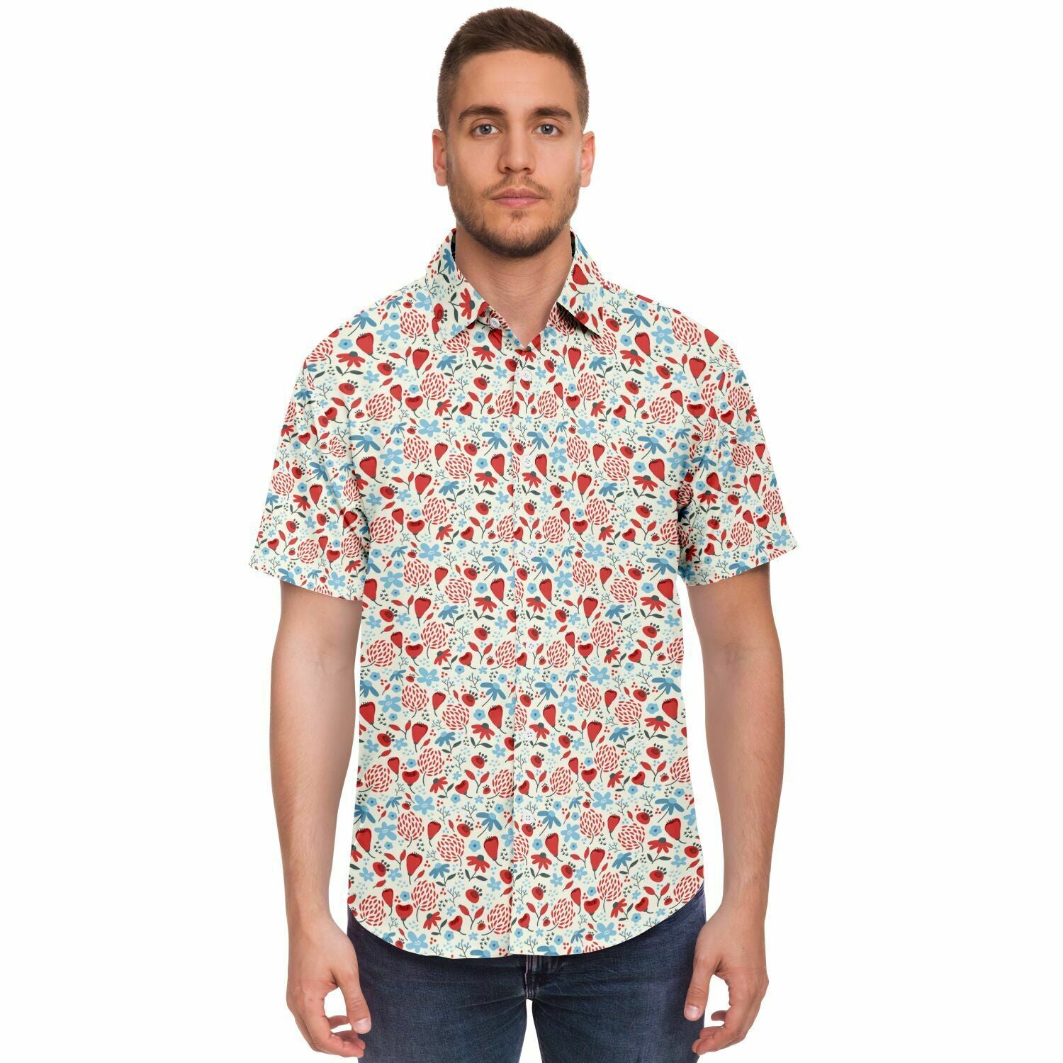 haut homme manches courtes fleuri