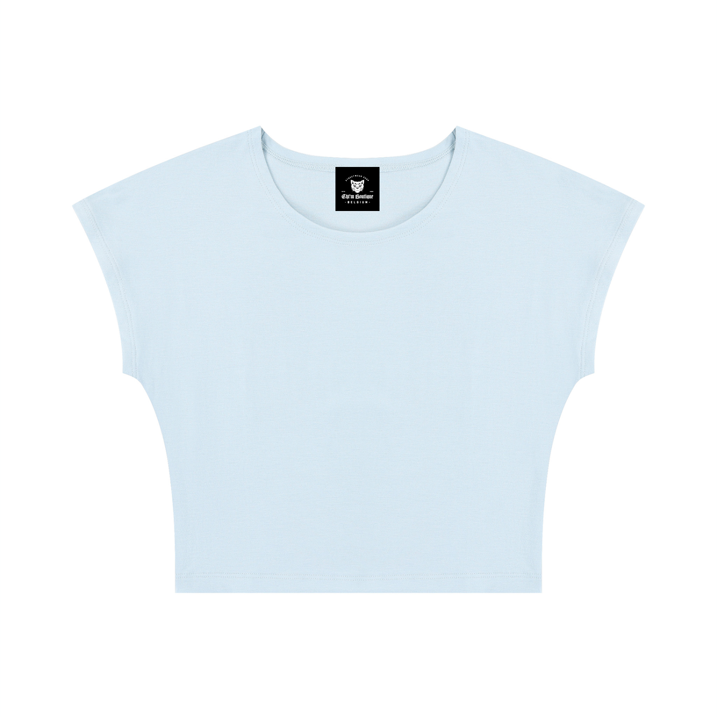 Packshot face du crop top t-shirt original femme bleu clair