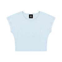 Packshot face du crop top t-shirt original femme bleu clair